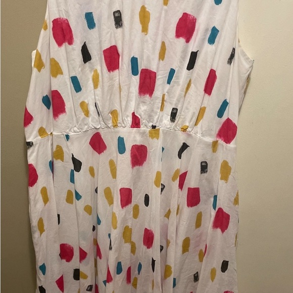 Lane Bryant White Pink Sundress Sleeveless Scoop Neck Midi - Picture 2 of 5